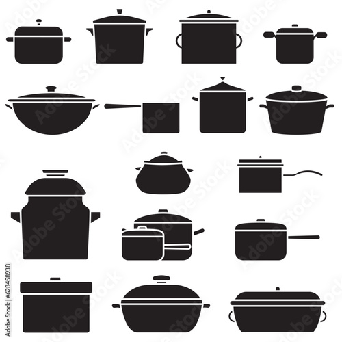 Pot icon vector set. kitchen illustration sign collection. kitchenware symbol. Food logo.