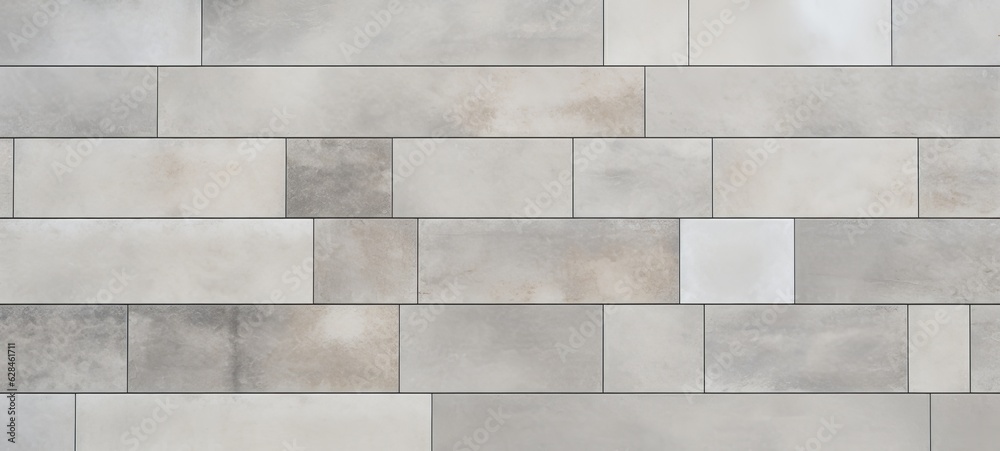 Gray grey stone concrete terrace slabs, patio tiles floor texture background banner (Generative Ai)