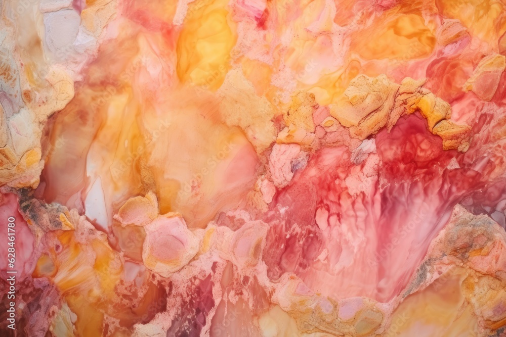 Textured Stone Wall Decor: Pink & Orange Tones | Floral Design & Vintage Grunge Patterns