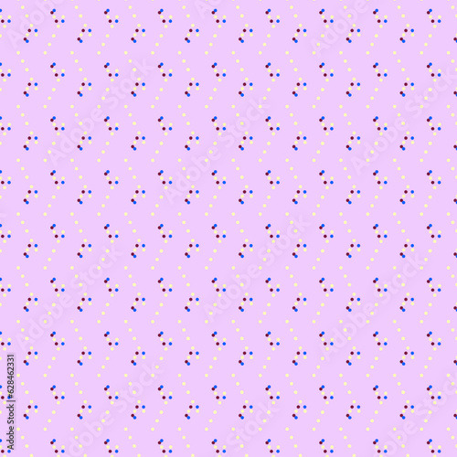 Abstract geometric light pastel delicate fabric pattern White blue purple polka dots on a lilac violet background