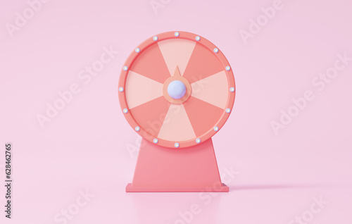 Canvas Print 3D fortune spin wheel icon simple symbol isolated on pink background
