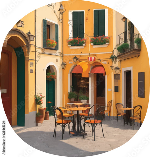 Vintage street cafe round vector