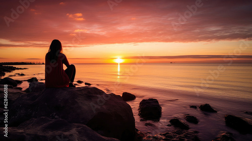 silhouette of a person on the beach at sunset