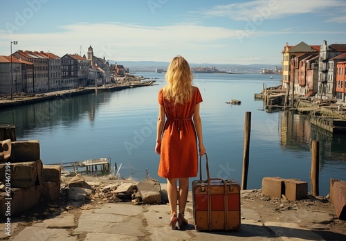 Holiday arrival, woman with...