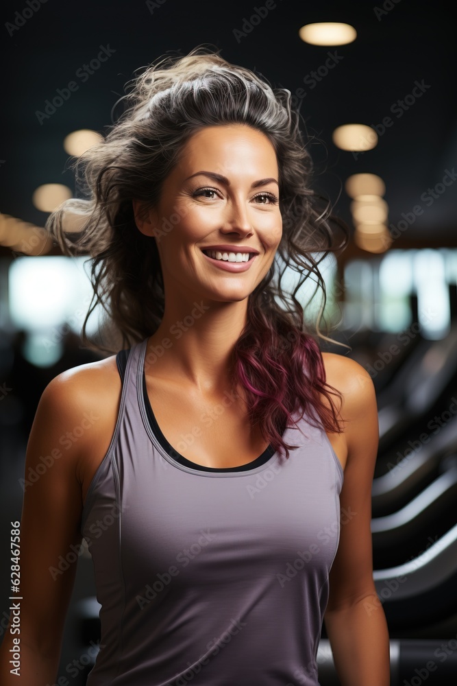 Mature woman working out at the gym, generative ai Mature woman working out at the gym, generative ai