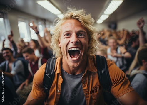 Rebel student shouting in a...