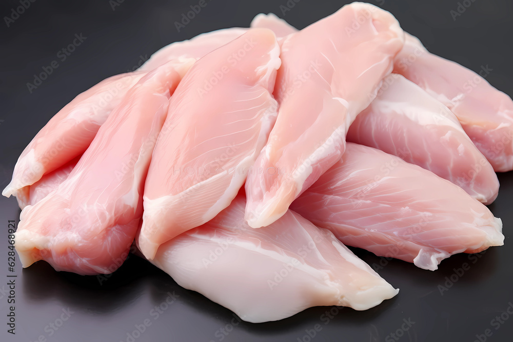 Raw chicken meat and chicken wings being placed on the cutting board. Raw chicken meat and chicken wings being placed on the cutting board.