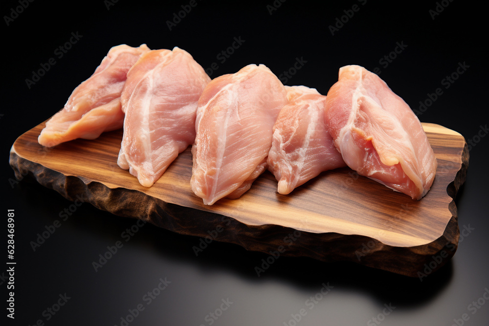 Raw chicken meat and chicken wings being placed on the cutting board. Raw chicken meat and chicken wings being placed on the cutting board.