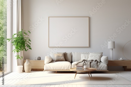 Modern luxury living room   Modern interior living room design   3d rendering of modern living room with white sofa   Panoramic grey living room  Generative AI.