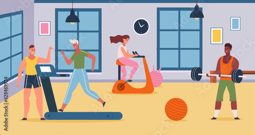 Fitness sport activities in gym, people make yourself strong