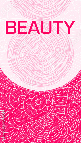 Beauty Pink Doodle Design Element Texture Background Vertical Text 