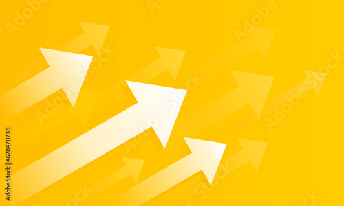 Business presentation with growth theme arrows on yellow background template. Vector illustration.