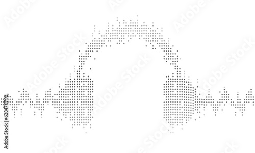Sound waves equalizer headphone concept. Dotted headphone style. Music sound waves. Vector illustration.