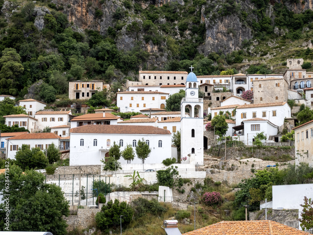 The charming town of Dhermi, lies on the slopes above the sea, Albania