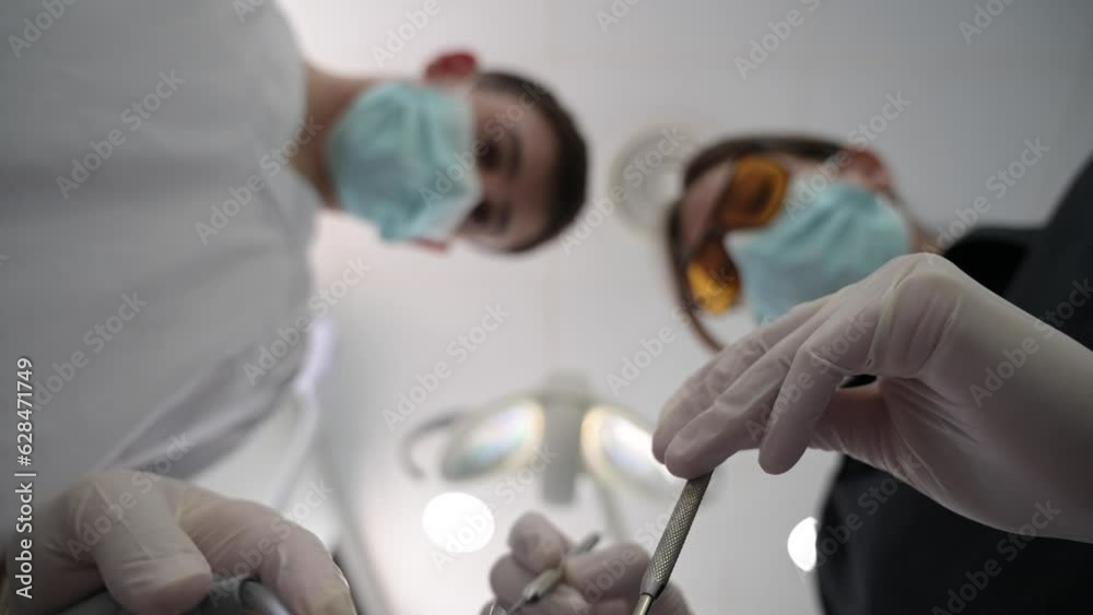 Point of view of a patient in a dentist