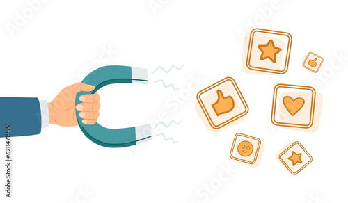 Marketing influencer, share and promotion social popularity