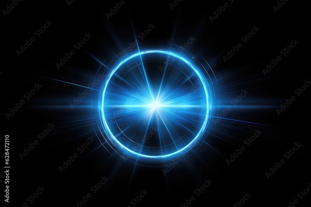 Abstract Lens flare light effects on black black background for design. Generative AI