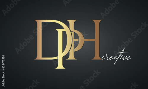 luxury letters DPH golden logo icon premium monogram, creative royal logo design photo