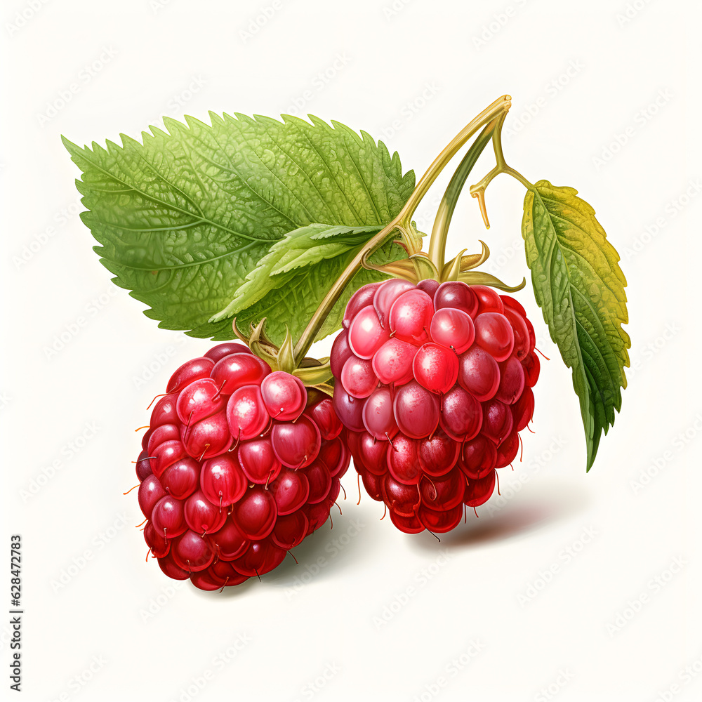 Raspberry isolated on white created with Generative AI technology Raspberry isolated on white created with Generative AI technology
