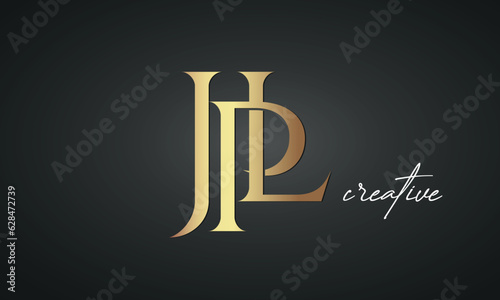 luxury letters JPL golden logo icon premium monogram, creative royal logo design