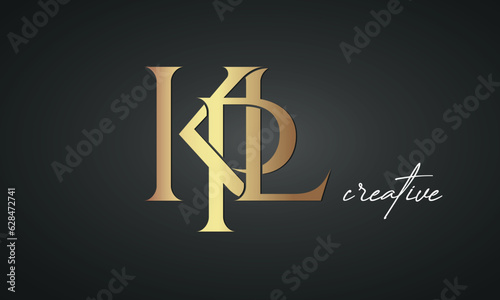 luxury letters KPL golden logo icon premium monogram, creative royal logo design photo