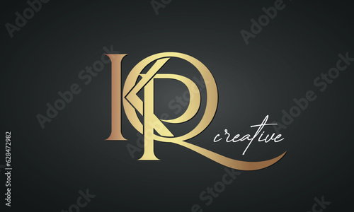 luxury letters KPQ golden logo icon premium monogram, creative royal logo design photo