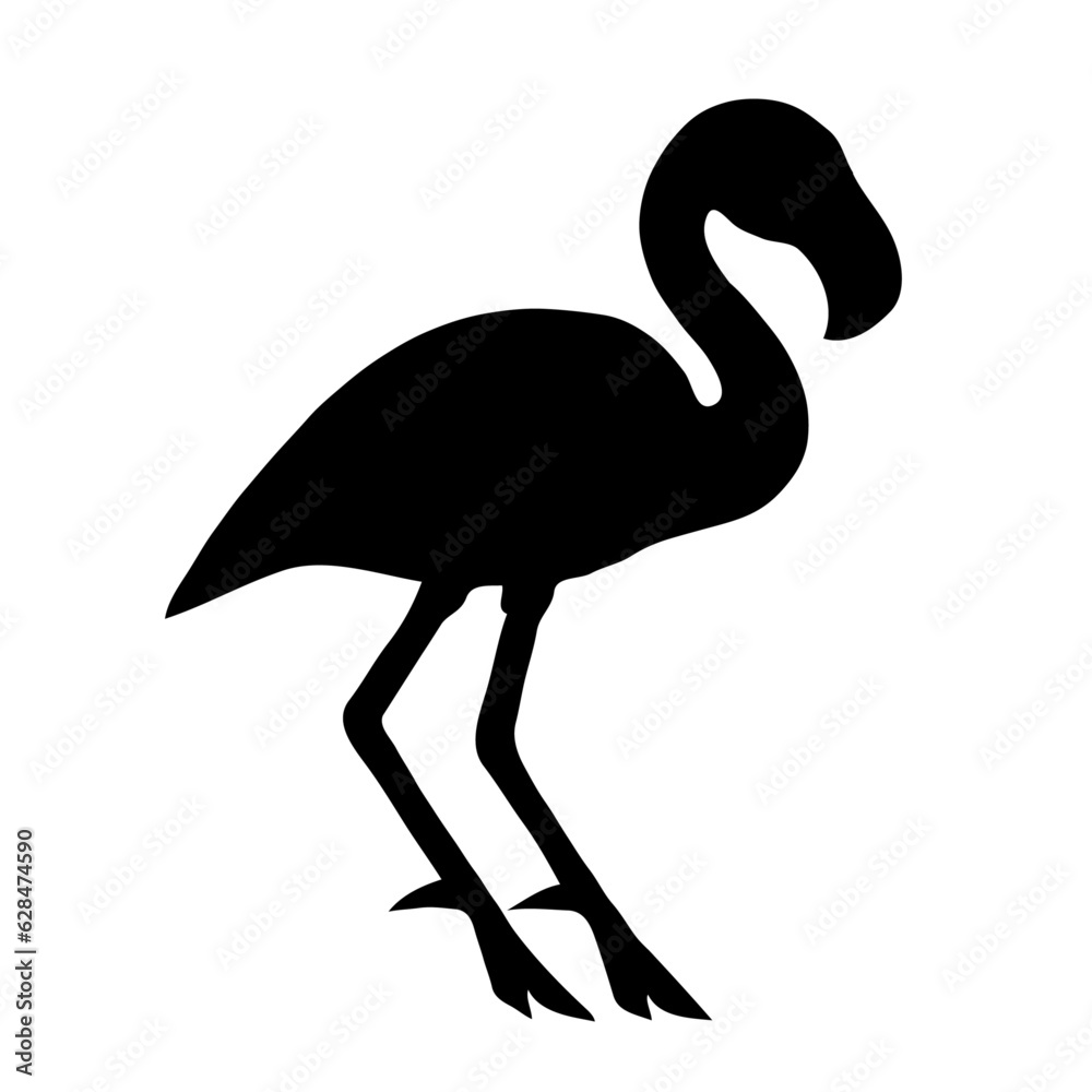 Fototapeta premium Flamingo silhouette - simple vector illustration isolated on white.
