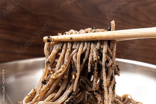 Perilla oil buckwheat noodles seasoned with perilla oil photo