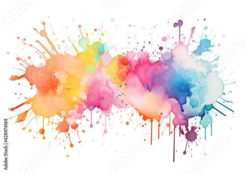 rainbow coloured watercolour splatter design