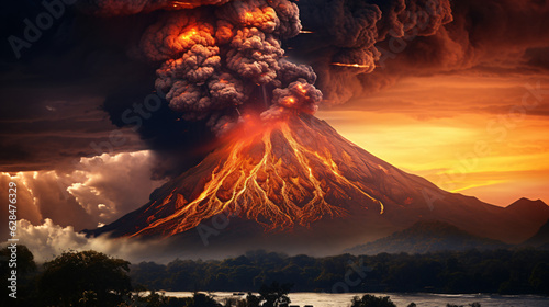Obraz na płótnie Fuego volcano eruption in Guatemala