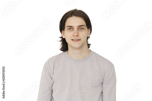 Young adult guy portrait. Young man isolated on white background