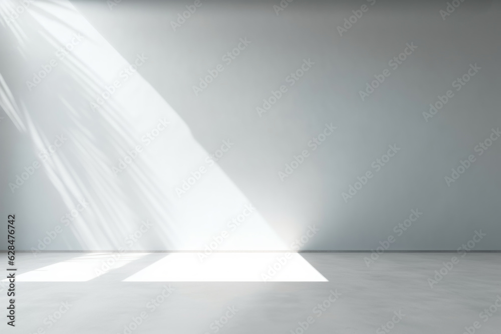 An original background image for design or product presentation, with a play of light and shadow, in light gray tones. Generative AI. An original background image for design or product presentation, with a play of light and shadow, in light gray tones. Generative AI.