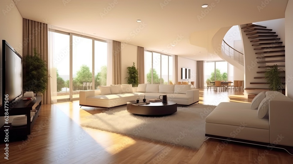 Fototapeta premium modern interior design spacious room next, generative ai