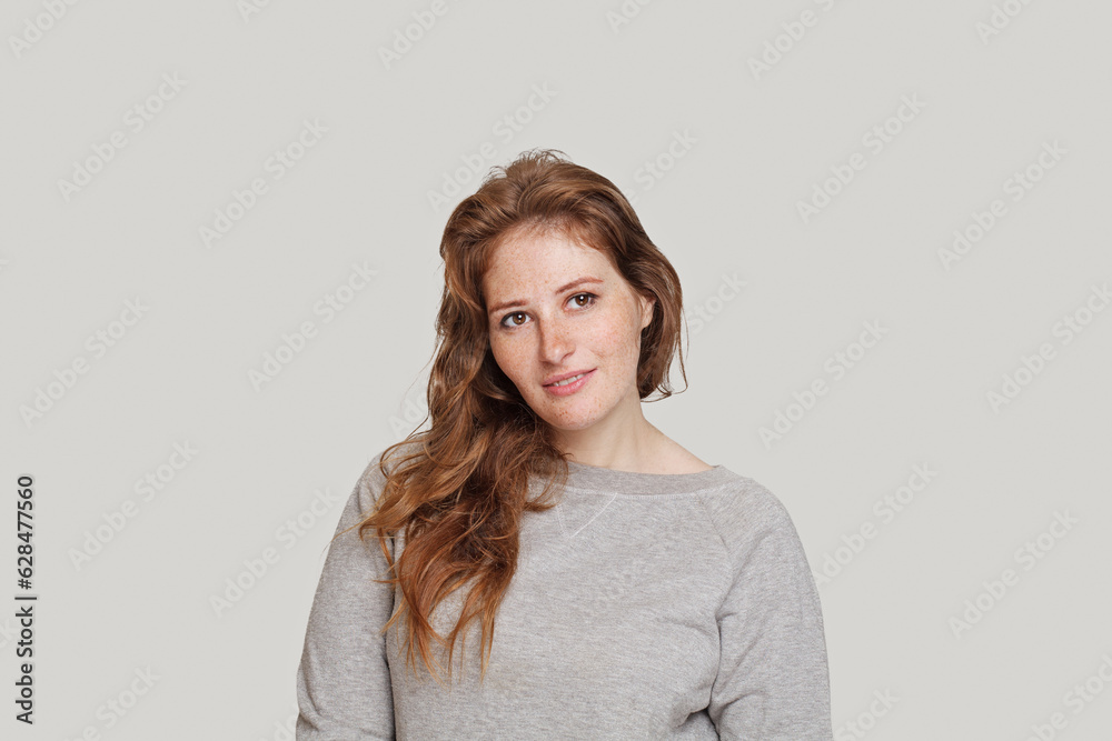 Pretty lady on white background, studio portrait Pretty lady on white background, studio portrait