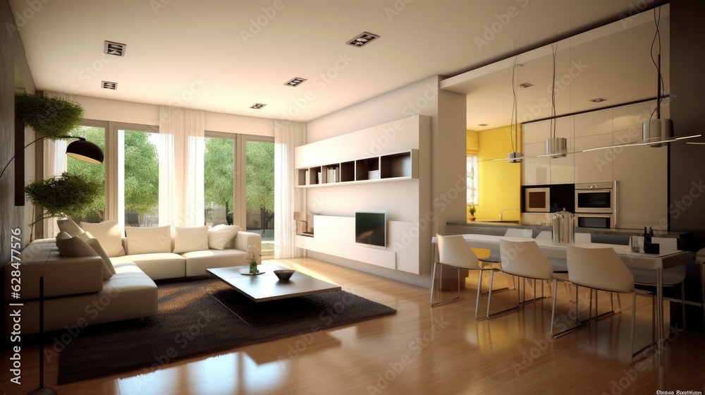 modern interior open space design modular, generative ai modern interior open space design modular, generative ai