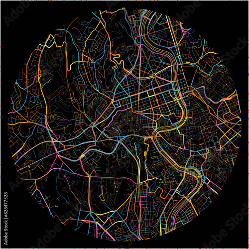 Colorful Map of VaticanCity with all major and minor roads.