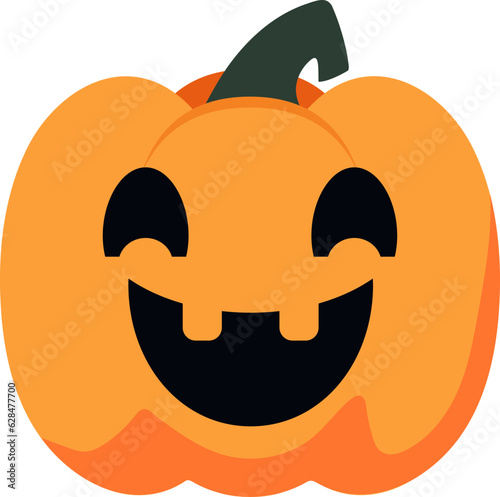 Cute, lovely cartoon pumpkin lantern with smile face for Halloween holiday celebration design concept.