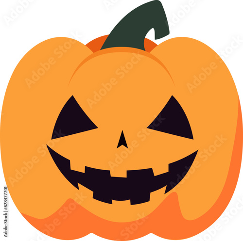 Cute, lovely cartoon pumpkin lantern with smile face for Halloween holiday celebration design concept.