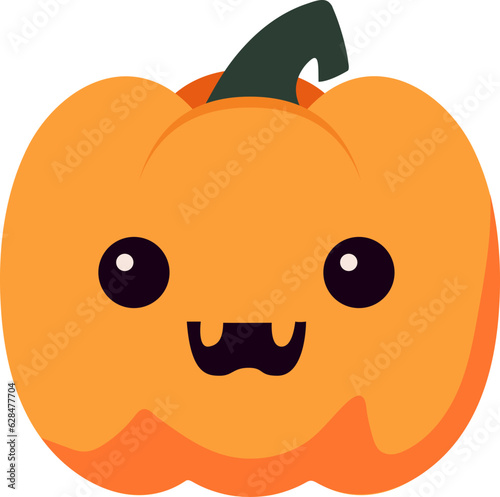 Cute, lovely cartoon pumpkin lantern with smile face for Halloween holiday celebration design concept.