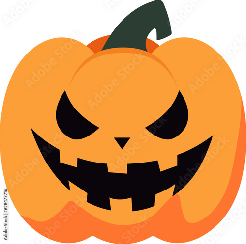 Cute, lovely cartoon pumpkin lantern with smile face for Halloween holiday celebration design concept.