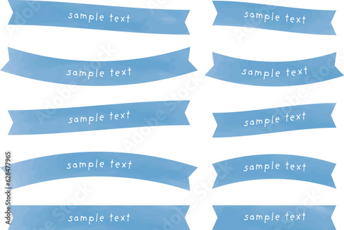 かわいい水彩の手書き風リボンセット　Hand drawn style cute watercolor vector ribbon set