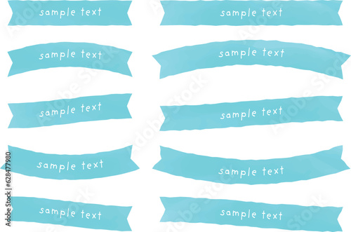 かわいい水彩の手書き風リボンセット　Hand drawn style cute watercolor vector ribbon set