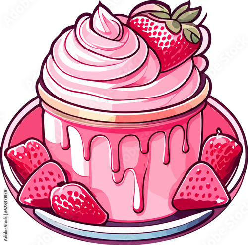 Strawberry mousse topping dessert bakery berry sweet baked cream homemade tasty