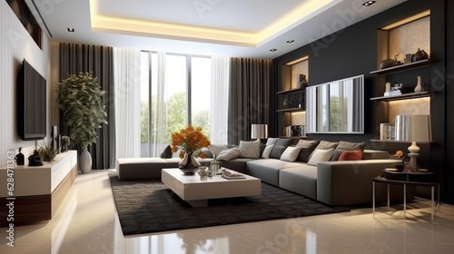 stylish interior design living room modern, generative ai