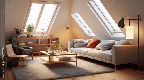 stylish scandinavian living room interior modern  generative ai