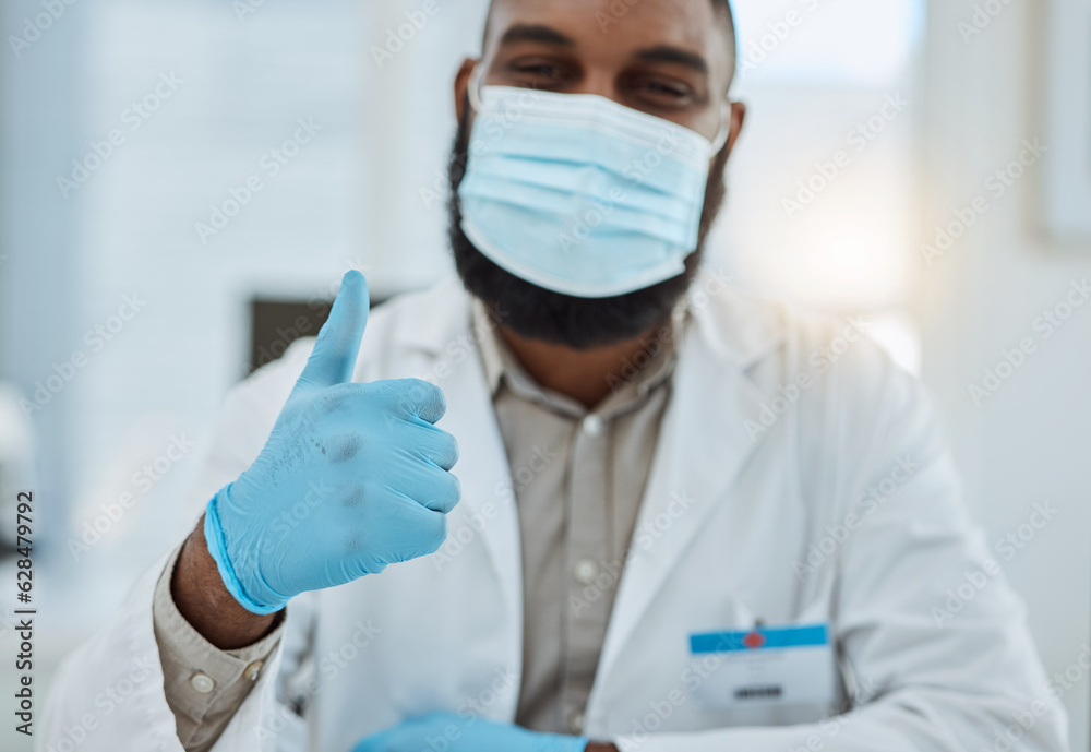 Thumbs up, doctor gloves and hands of man with support of success, trust and medical clinic. Healthcare worker show thumb sign to celebrate agreement, yes emoji and thank you for hospital consulting Thumbs up, doctor gloves and hands of man with support of success, trust and medical clinic. Healthcare worker show thumb sign to celebrate agreement, yes emoji and thank you for hospital consulting