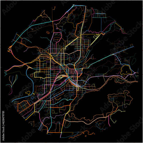 Colorful Map of GreaterSudbury, Ontario with all major and minor roads.