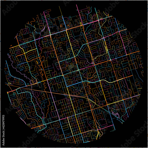 Colorful Map of Whitby, Ontario with all major and minor roads.