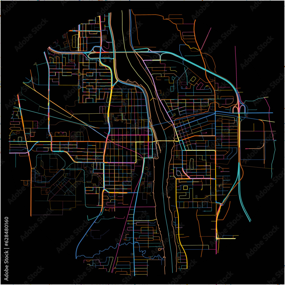 Colorful Map of Saint-Jean-sur-Richelieu, Quebec with all major and minor roads.