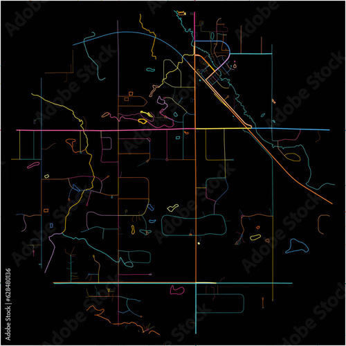 Colorful Map of StrathconaCounty, Alberta with all major and minor roads.